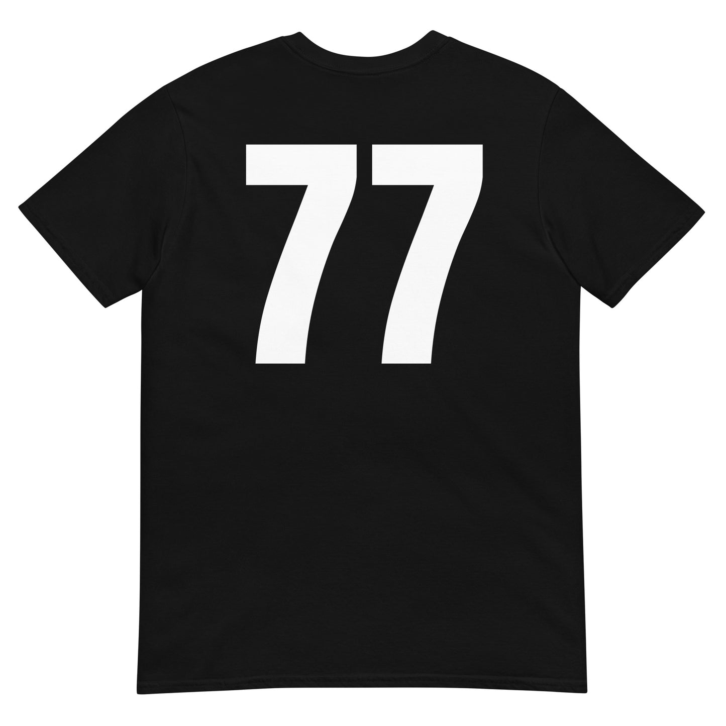 Numero 77 selässä t-paita