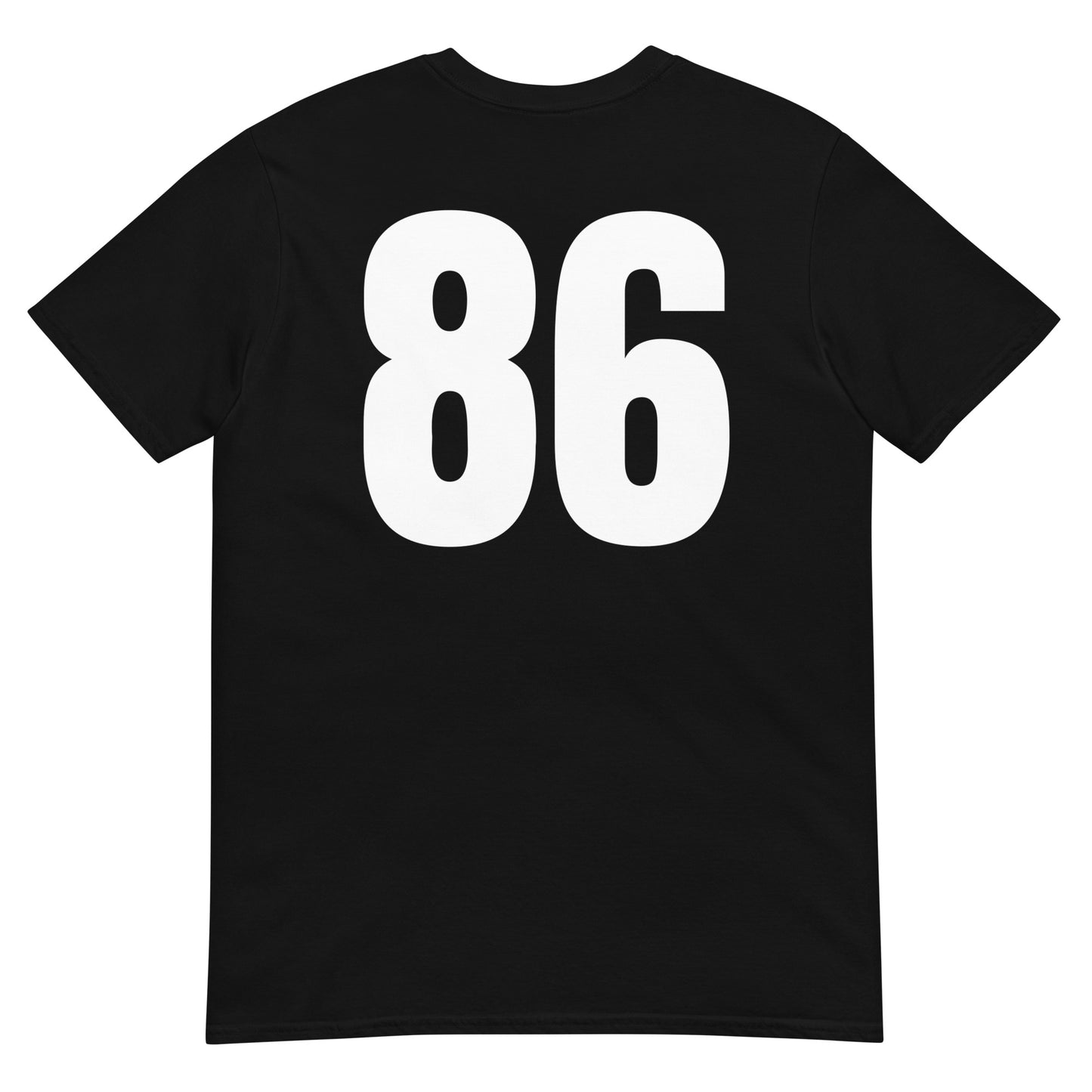 Numero 86 selässä t-paita