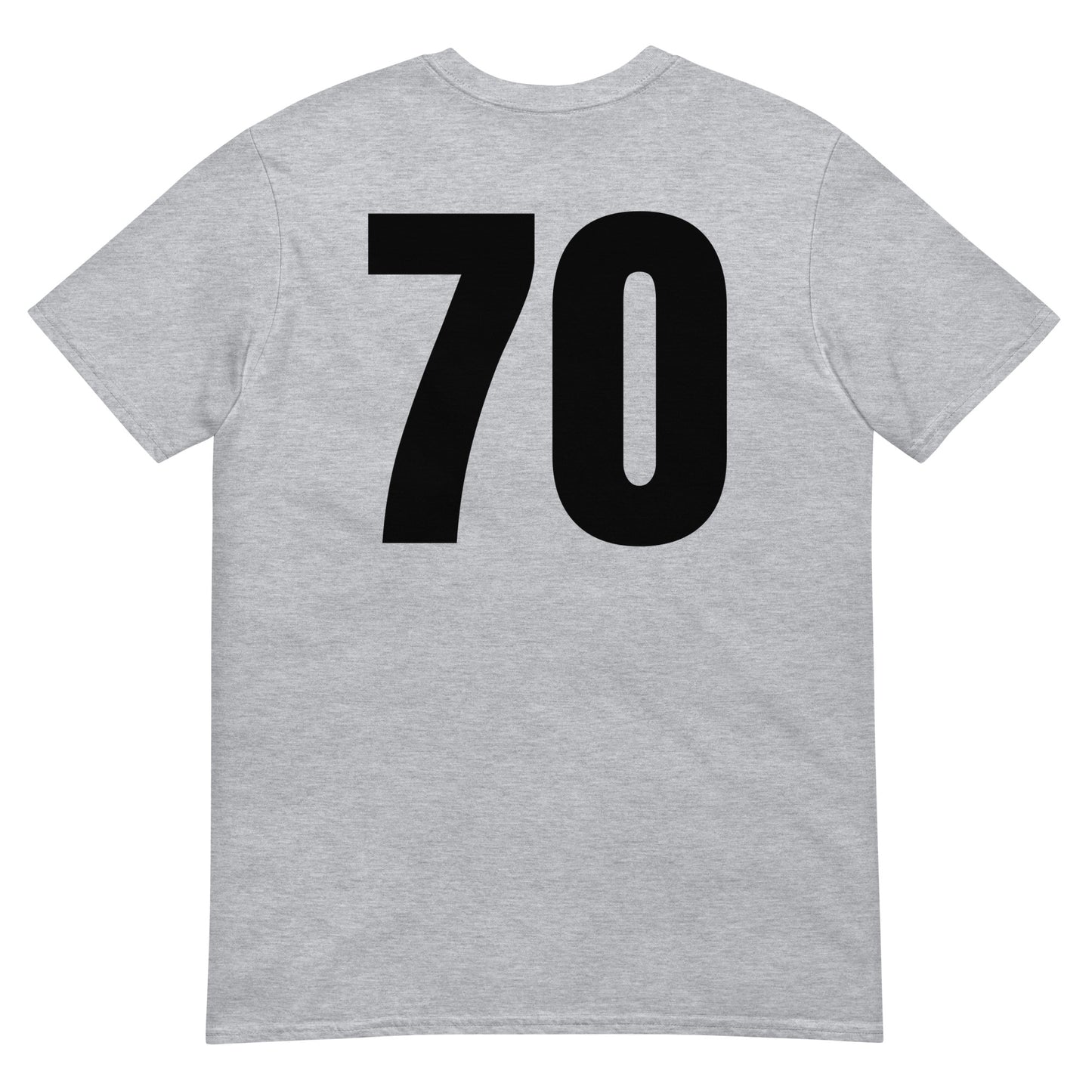 Numero 70 selässä t-paita