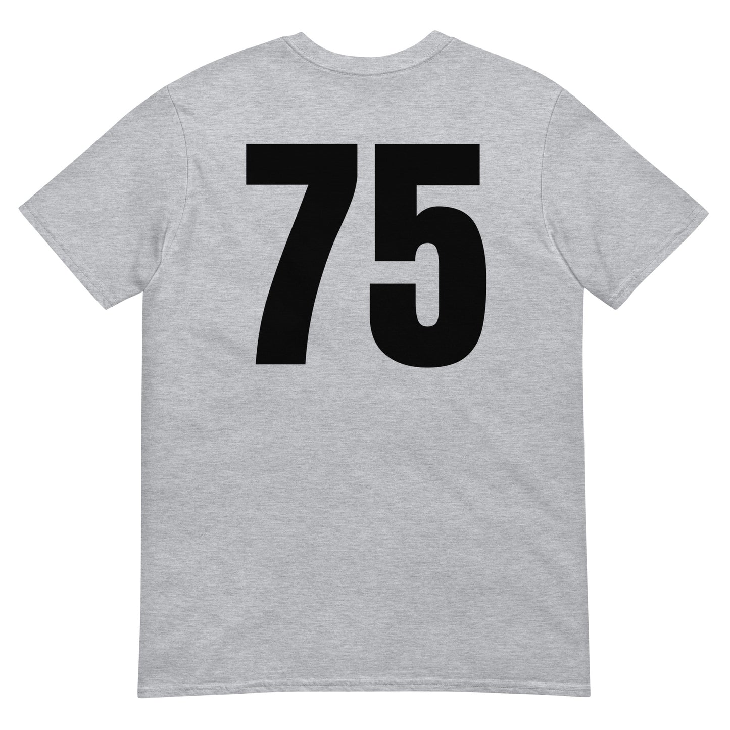 Numero 75 selässä t-paita