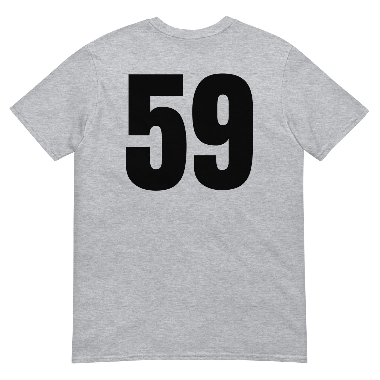 Numero 59 selässä t-paita