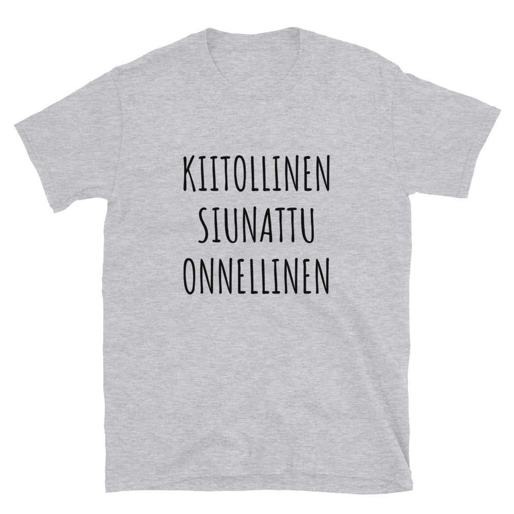 Kiitollinen siunattu onnellinen t-paita