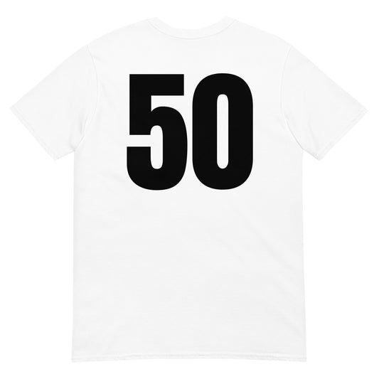 Numero 50 selässä t-paita