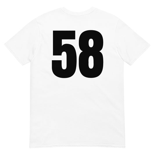 Numero 58 selässä t-paita