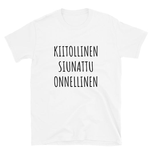 Kiitollinen siunattu onnellinen t-paita